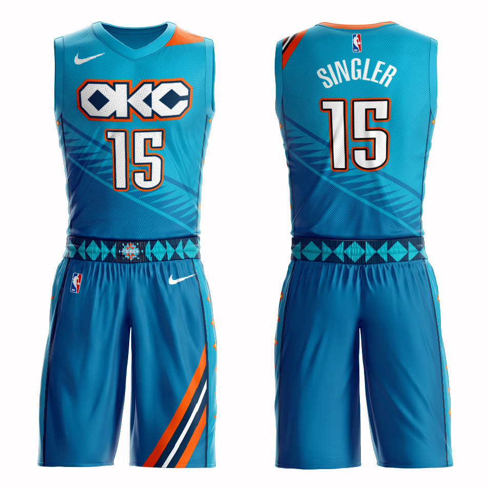 Customized 2019 Men Oklahoma City Thunder #15 Singler blue NBA Nike jersey->baltimore ravens->NFL Jersey